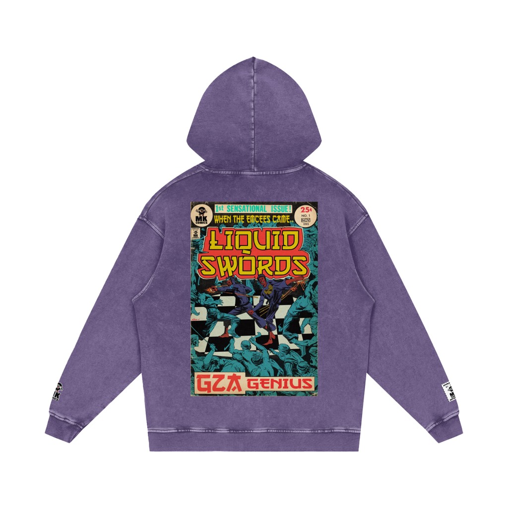 Liquid Swords - Snow Washed Loose Cotton Hoodie