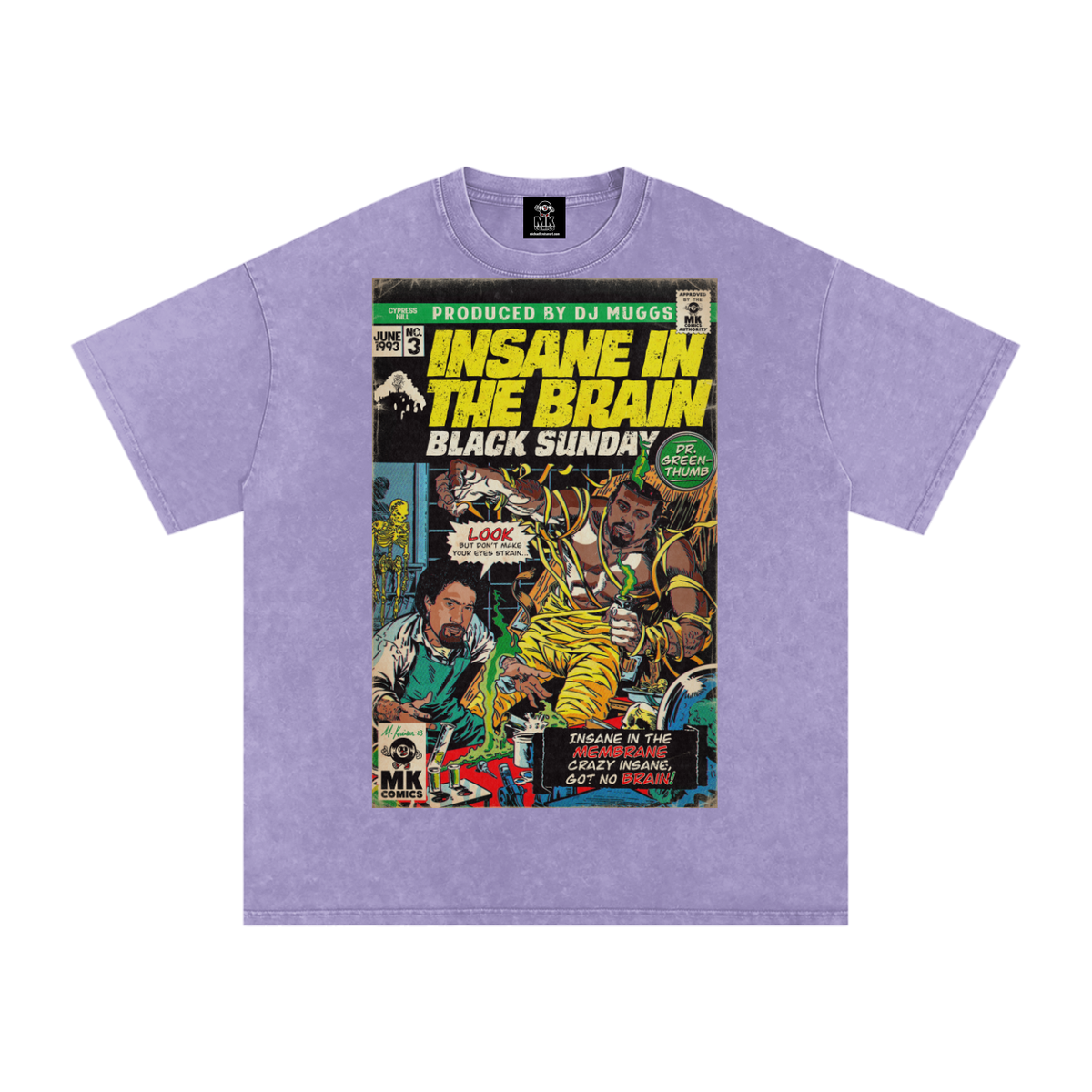 Insane in the Brain - Snow Washed Oversized Cotton T-Shirt