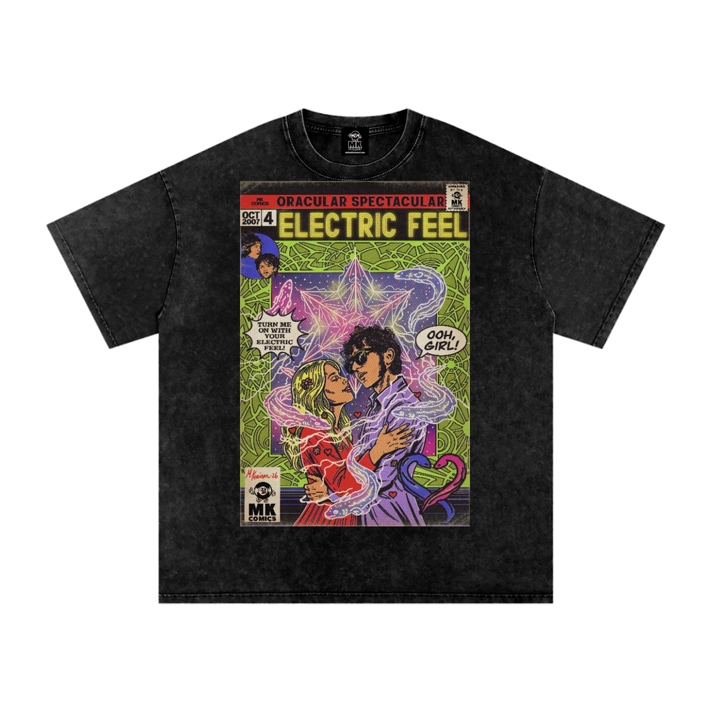 Electric Feel - Snow Washed Oversized Cotton T-Shirt