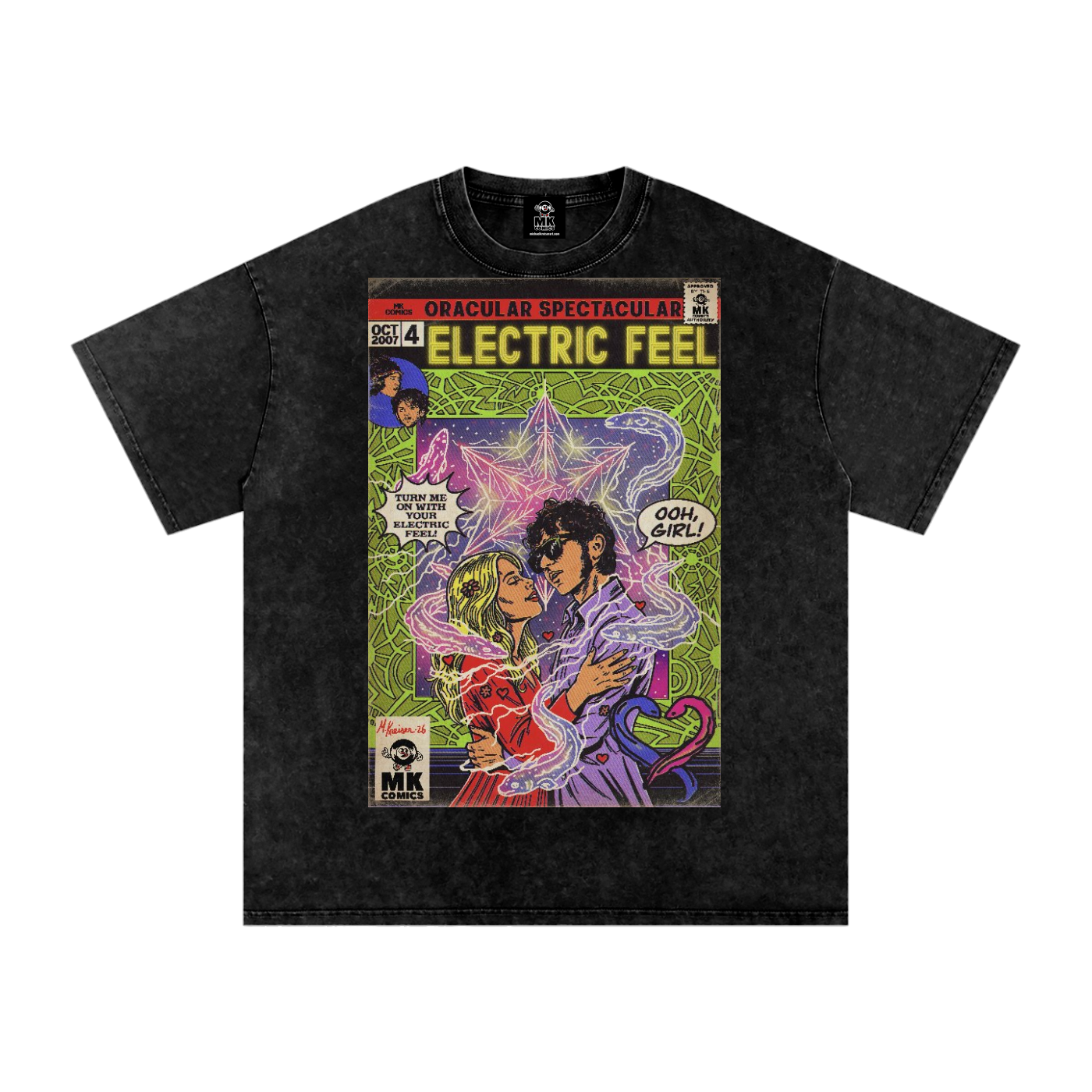 Electric Feel - Snow Washed Oversized Cotton T-Shirt