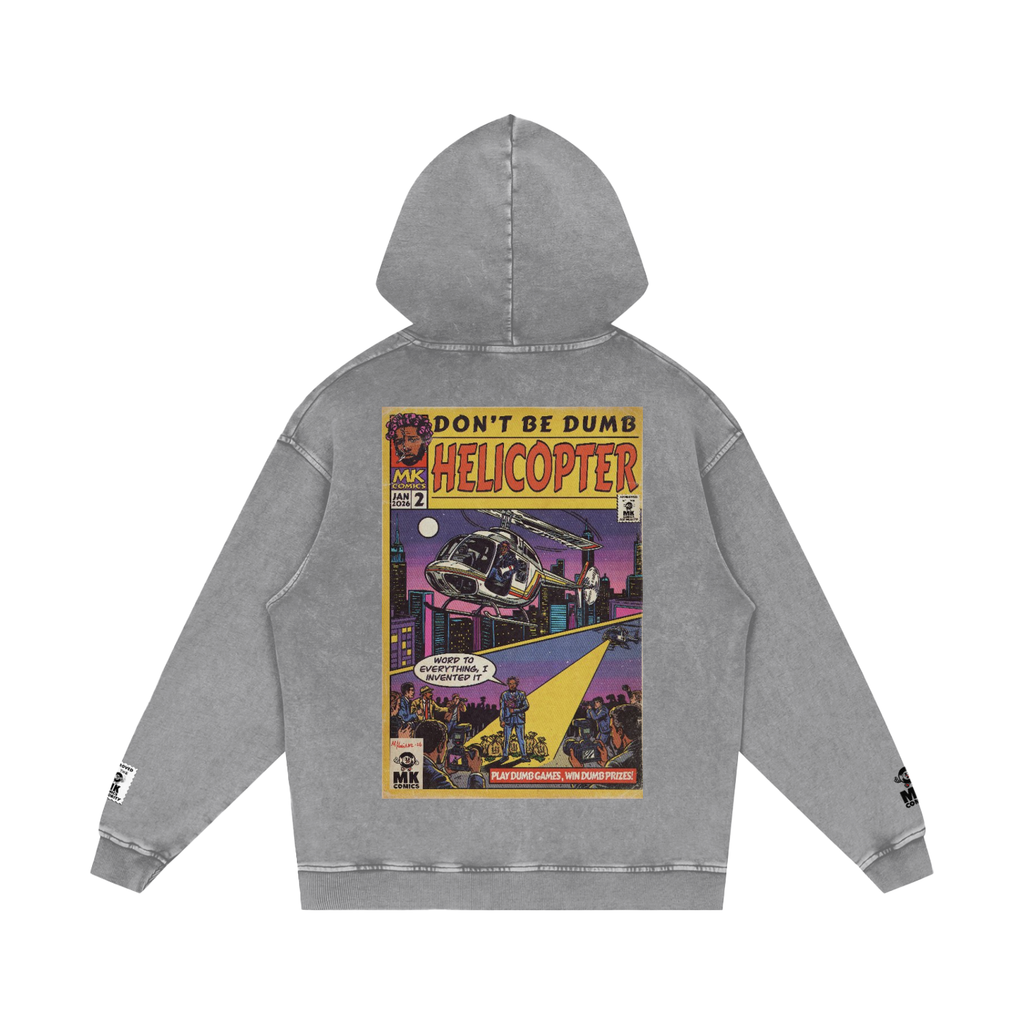 Helicopter - Snow Washed Loose Cotton Hoodie