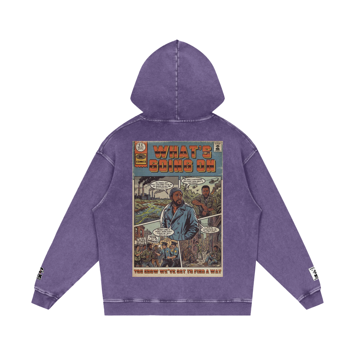 What's Going On - Snow Washed Loose Cotton Hoodie