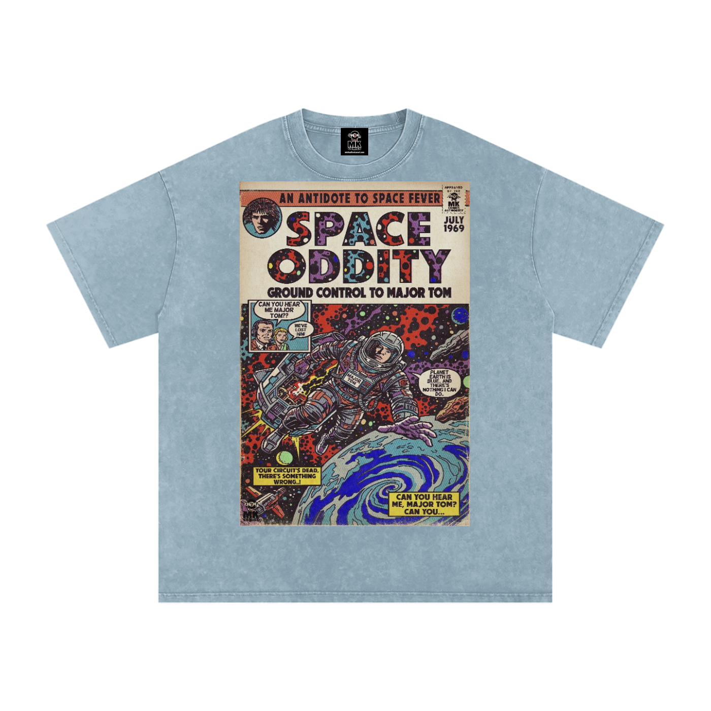 Space Oddity - Snow Washed Oversized Cotton T-Shirt