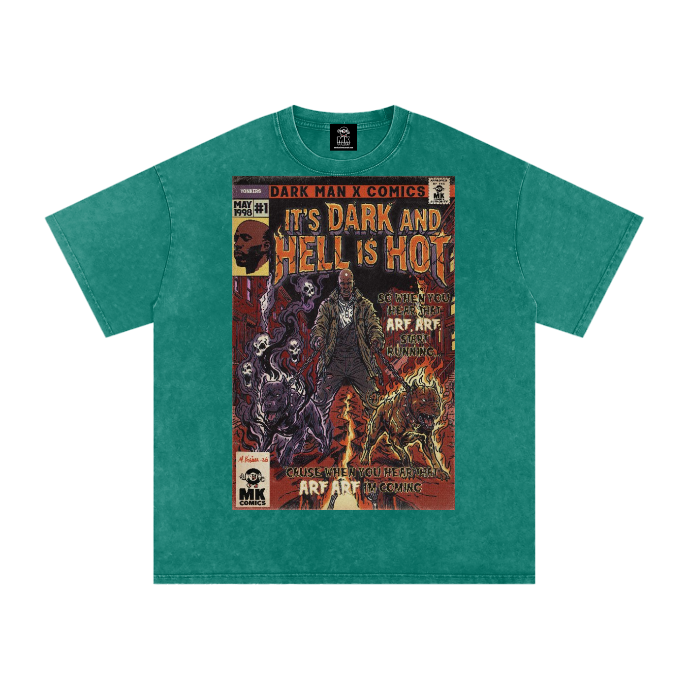 It's Dark & Hell is Hot - Snow Washed Oversized Cotton T-Shirt
