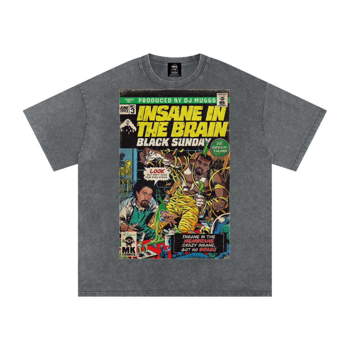Insane in the Brain - Snow Washed Oversized Cotton T-Shirt