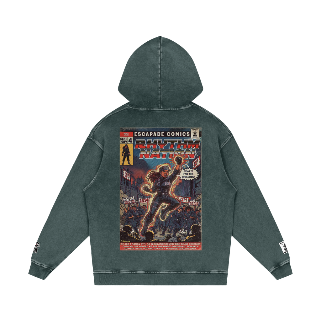 Rhythm Nation - Snow Washed Loose Cotton Hoodie