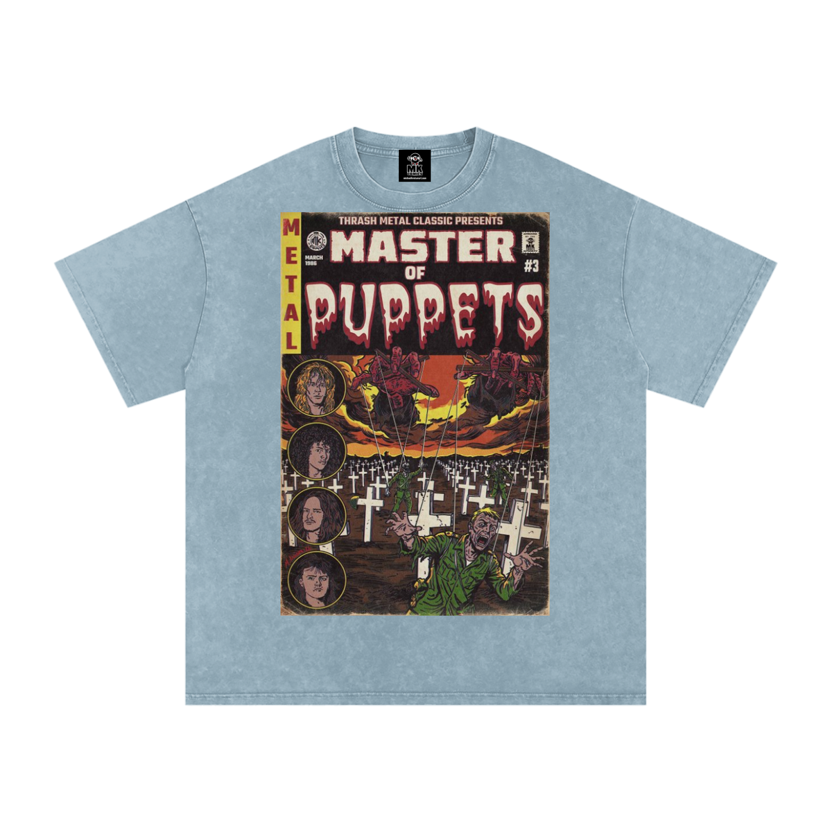 Master of Puppets - Snow Washed Oversized Cotton T-Shirt