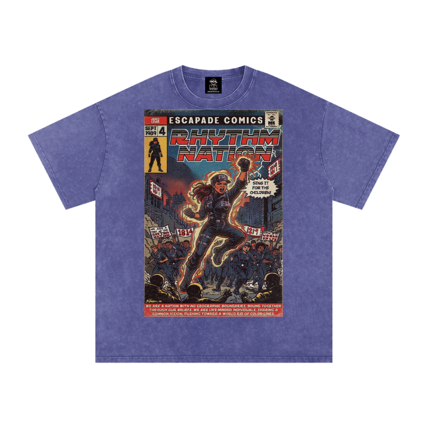 Rhythm Nation - Snow Washed Oversized Cotton T-Shirt