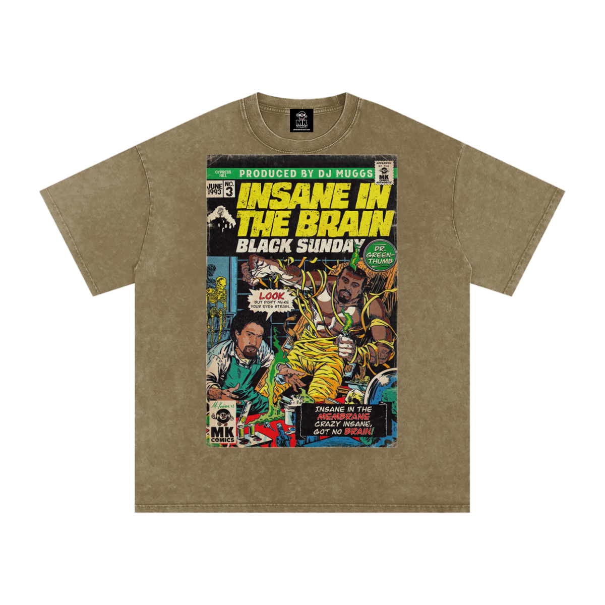 Insane in the Brain - Snow Washed Oversized Cotton T-Shirt