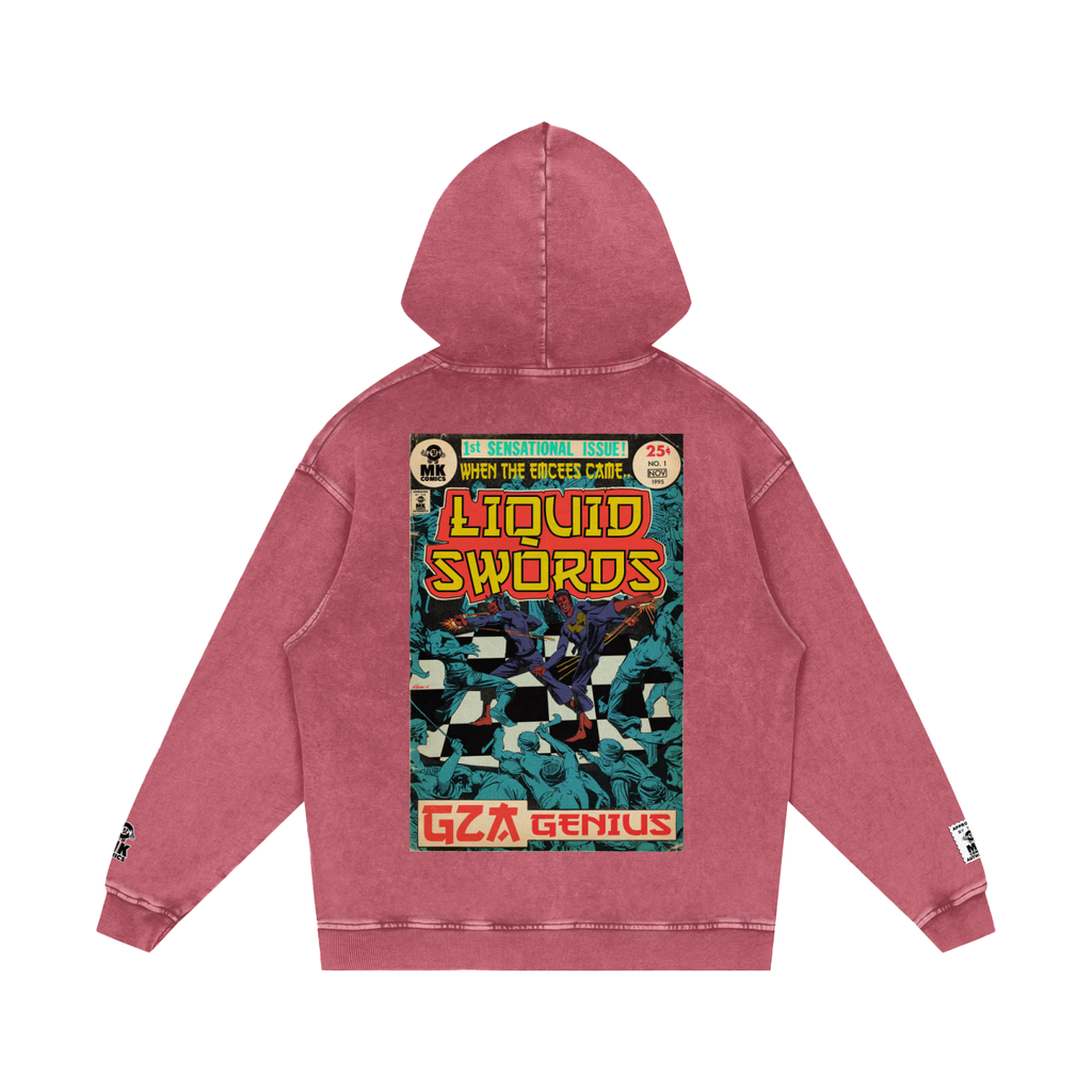 Liquid Swords - Snow Washed Loose Cotton Hoodie