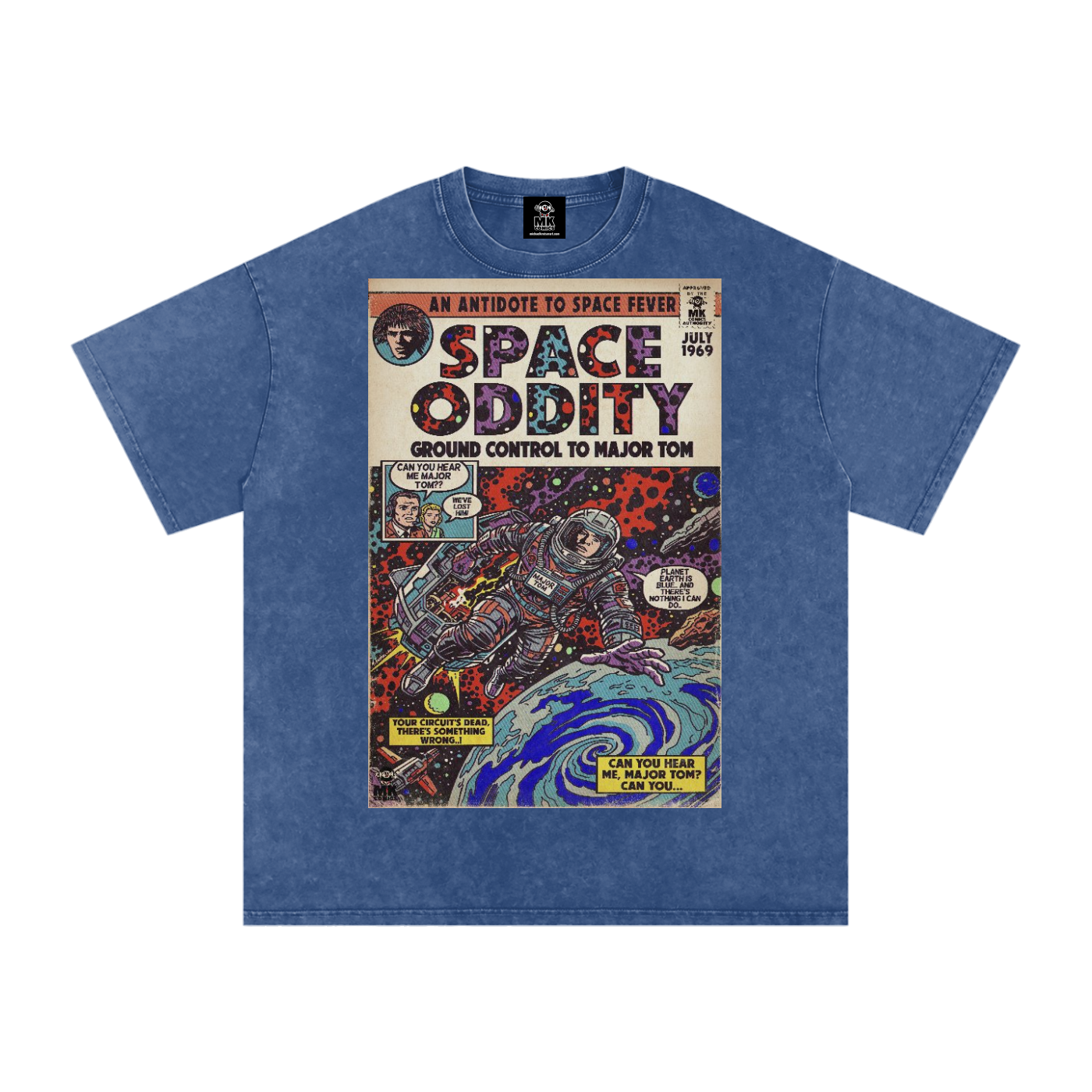 Space Oddity - Snow Washed Oversized Cotton T-Shirt