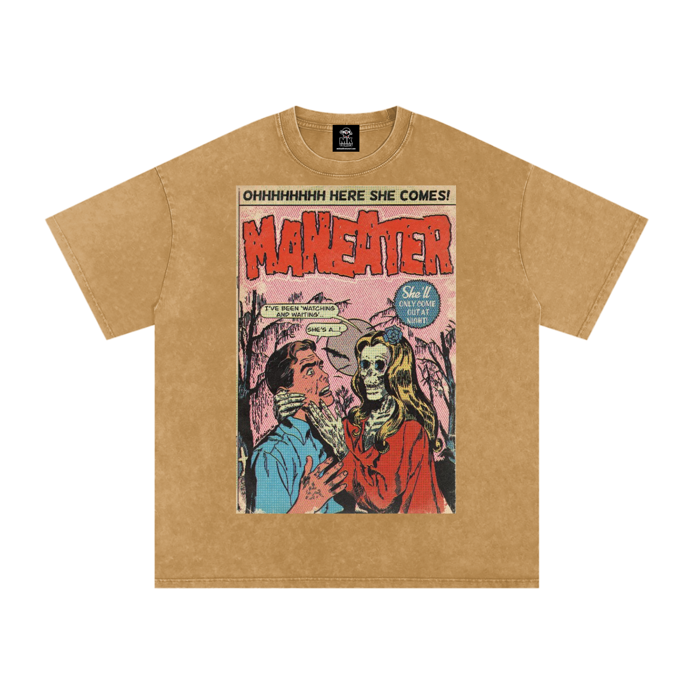 Maneater - Snow Washed Oversized Cotton T-Shirt