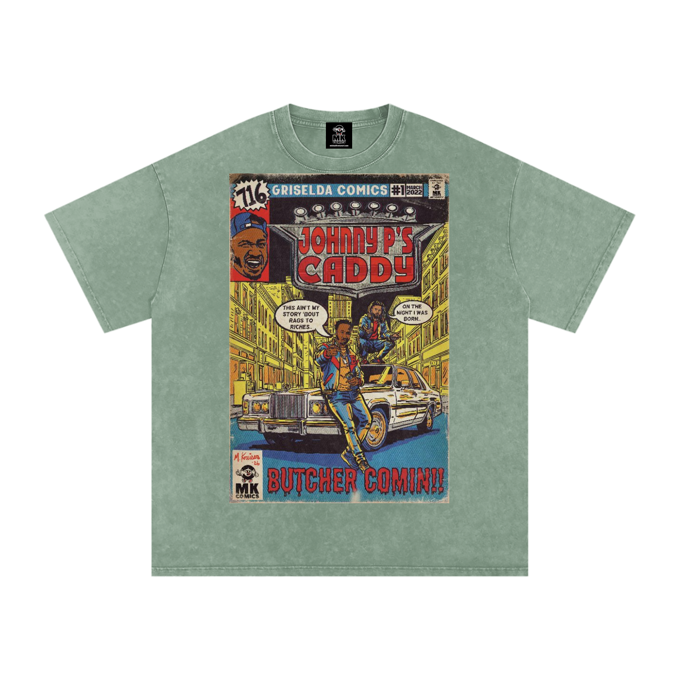 Johnny P's Caddy - Snow Washed Oversized Cotton T-Shirt