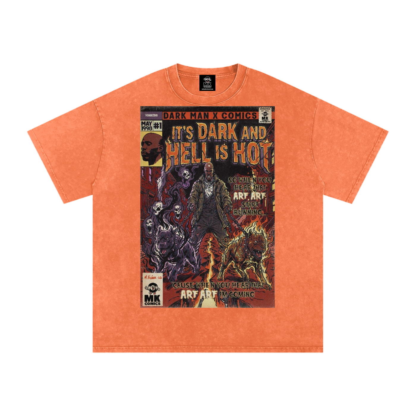 It's Dark & Hell is Hot - Snow Washed Oversized Cotton T-Shirt