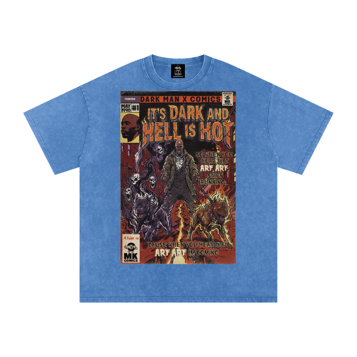 It's Dark & Hell is Hot - Snow Washed Oversized Cotton T-Shirt