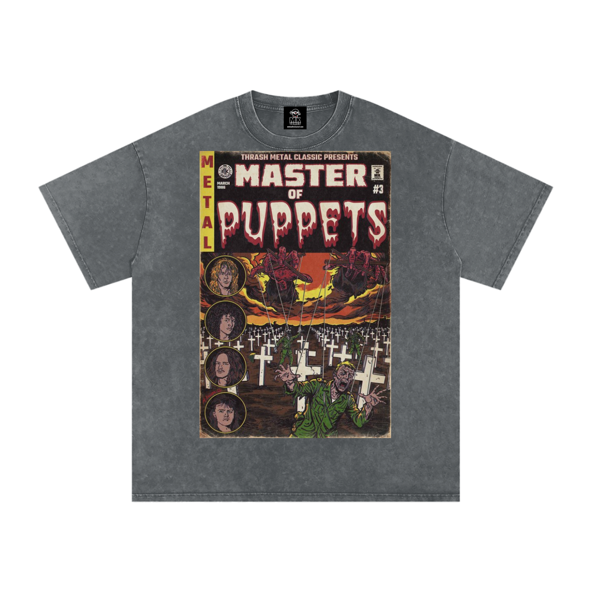 Master of Puppets - Snow Washed Oversized Cotton T-Shirt