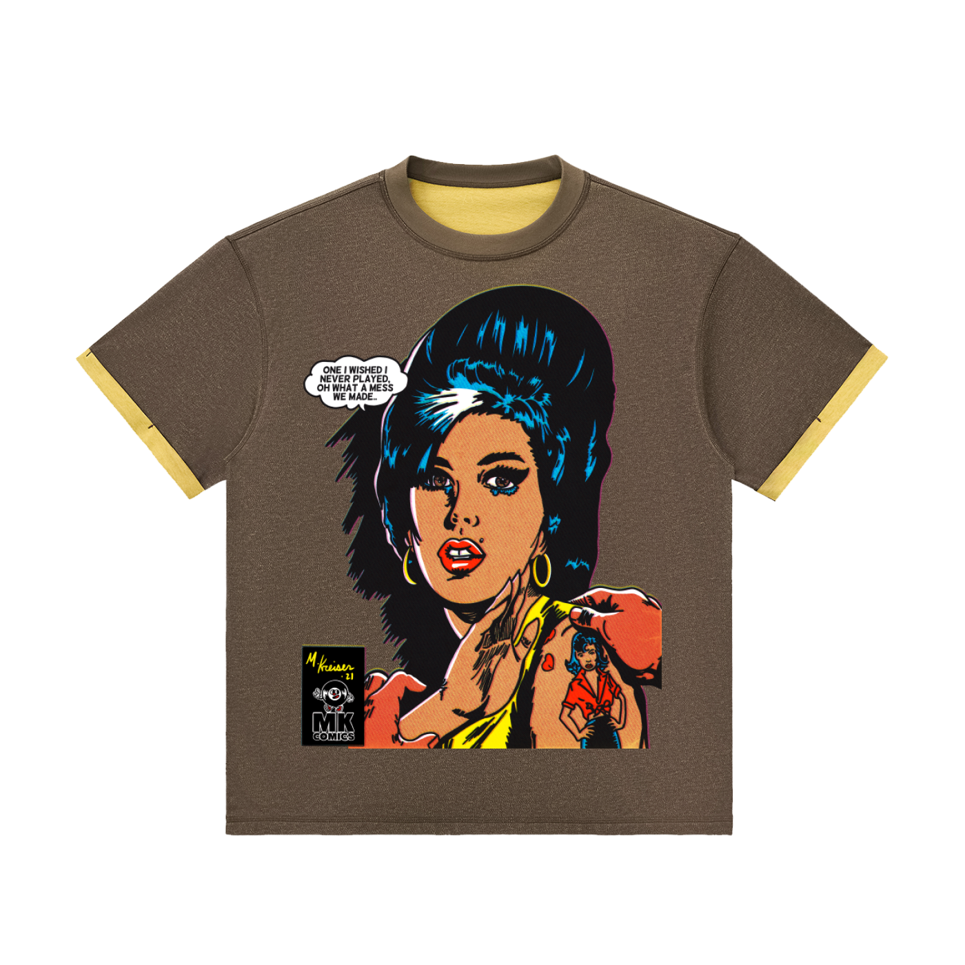 Love is a Losing Game - Contrast Cuff Cuffed T-Shirt