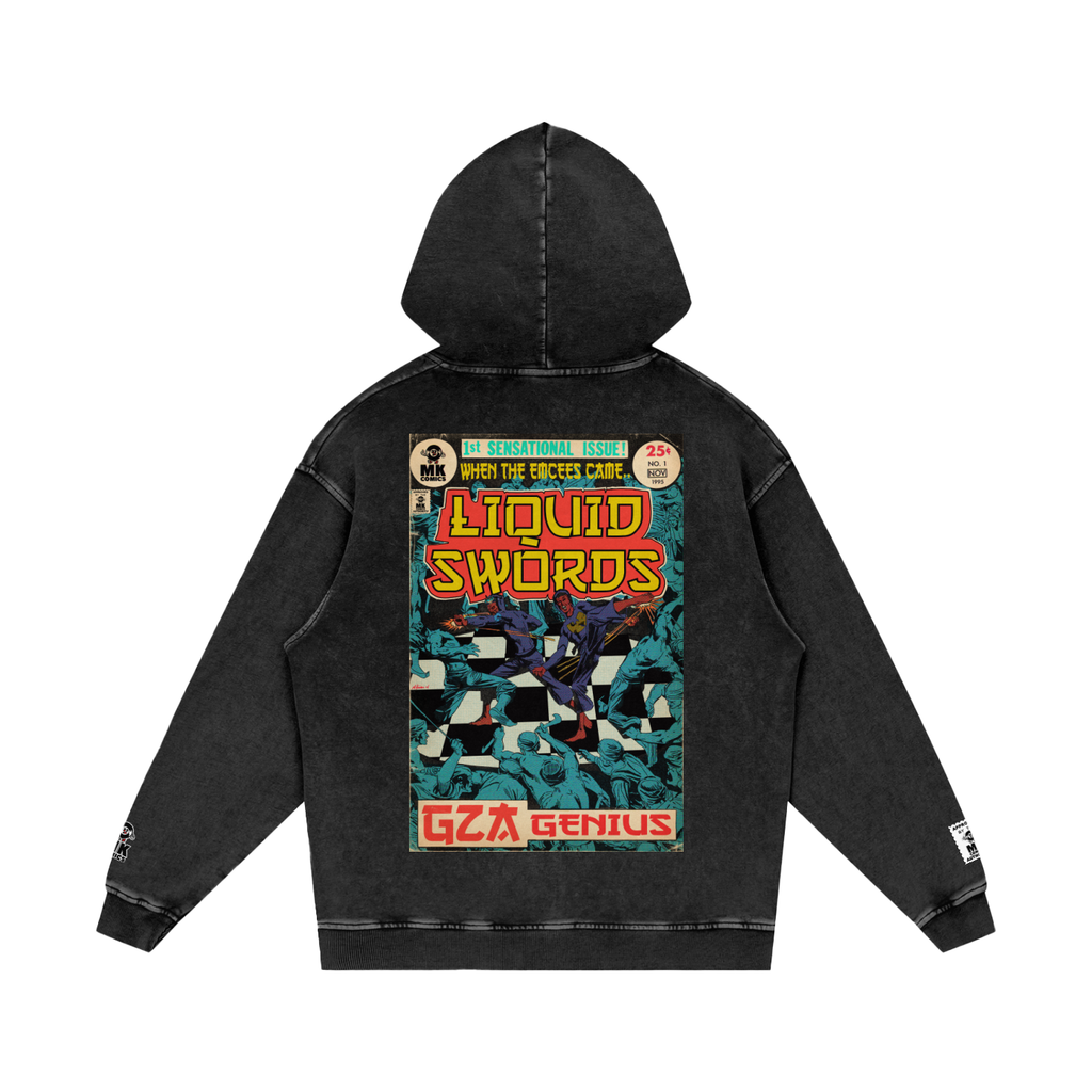 Liquid Swords - Snow Washed Loose Cotton Hoodie