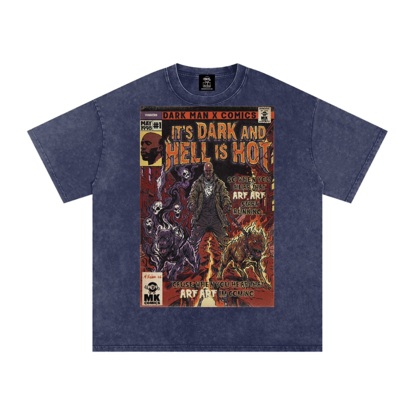 It's Dark & Hell is Hot - Snow Washed Oversized Cotton T-Shirt
