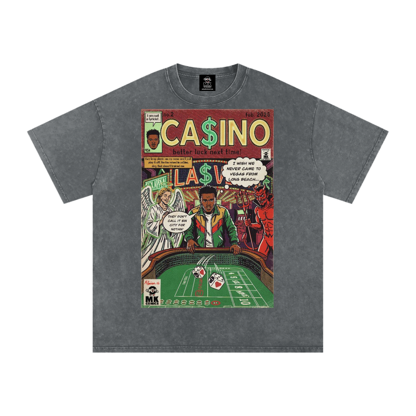 Casino - Snow Washed Oversized Cotton T-Shirt