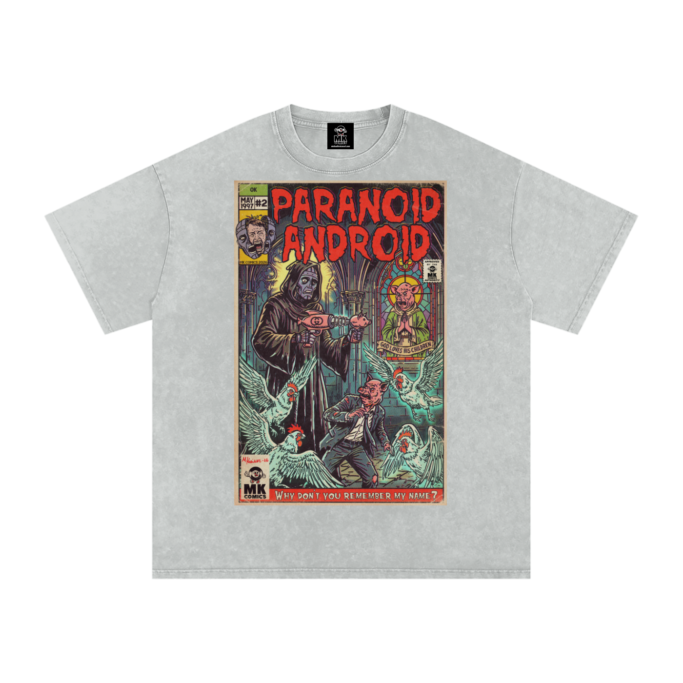 Paranoid Android -  Snow Washed Oversized Cotton T-Shirt