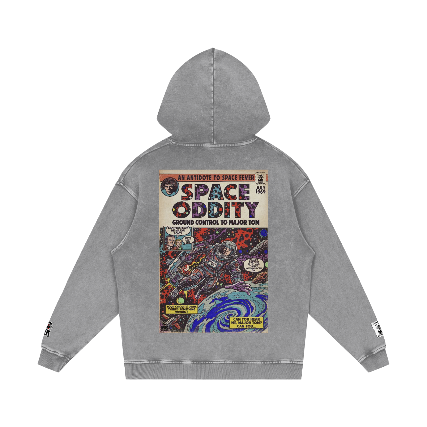 Space Oddity - Snow Washed Loose Cotton Hoodie