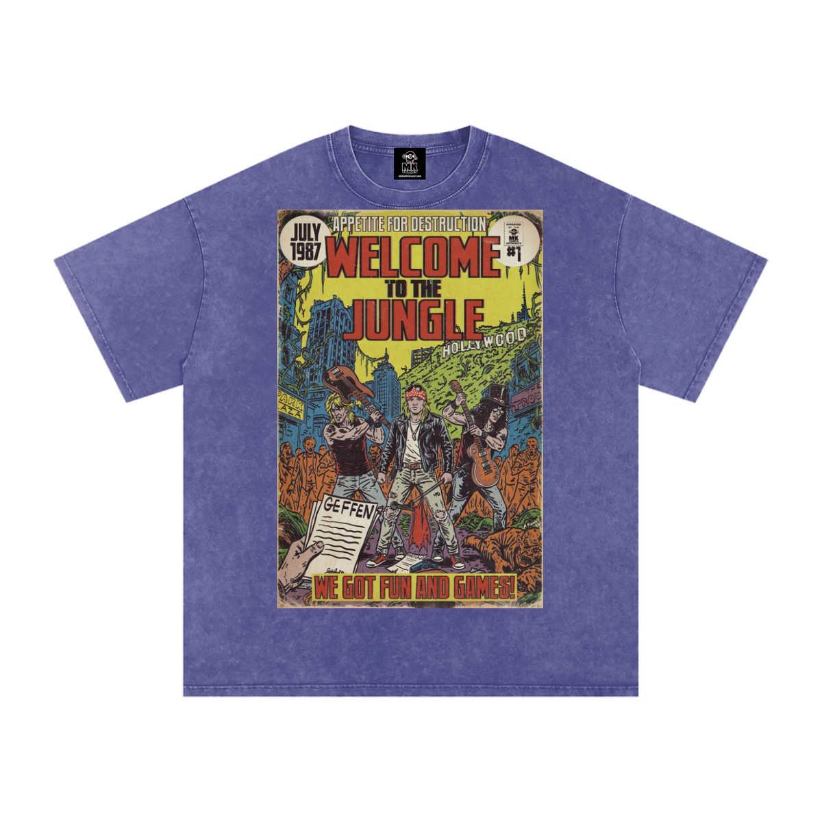 Welcome to the Jungle - Snow Washed Oversized Cotton T-Shirt