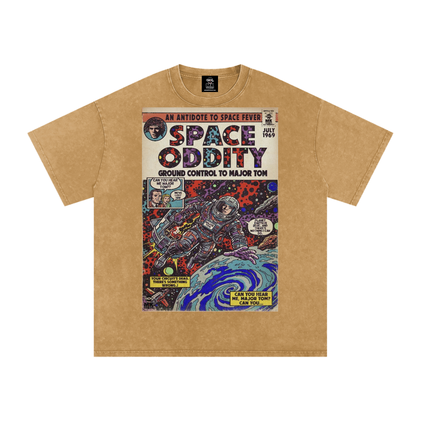 Space Oddity - Snow Washed Oversized Cotton T-Shirt
