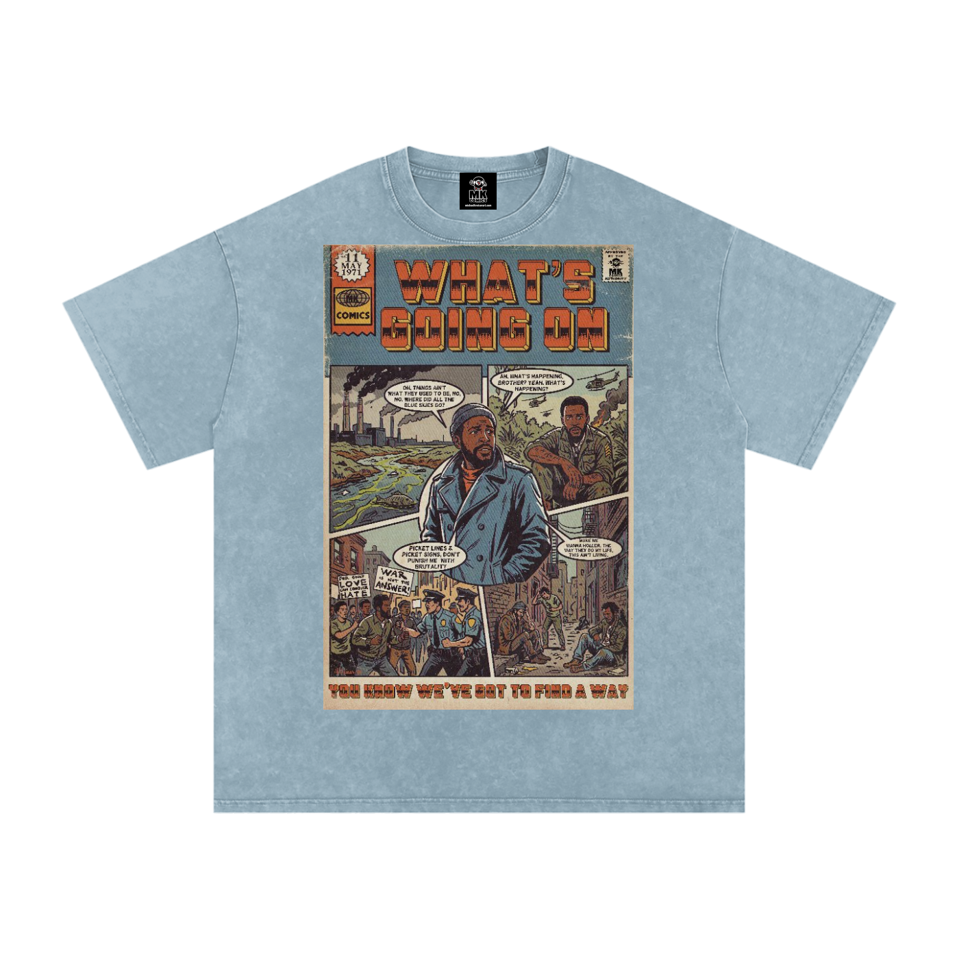 What's Going On - Snow Washed Oversized Cotton T-Shirt