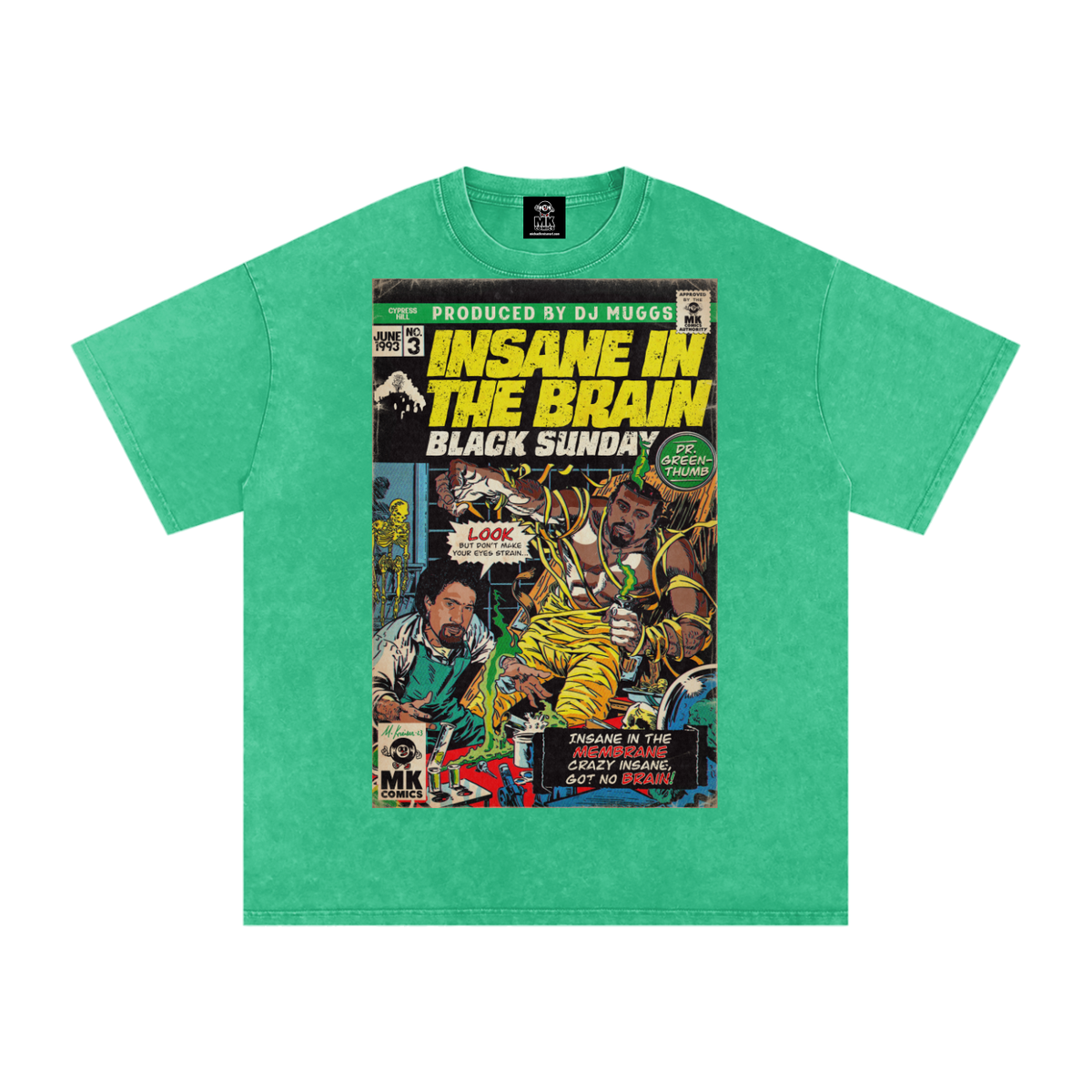 Insane in the Brain - Snow Washed Oversized Cotton T-Shirt