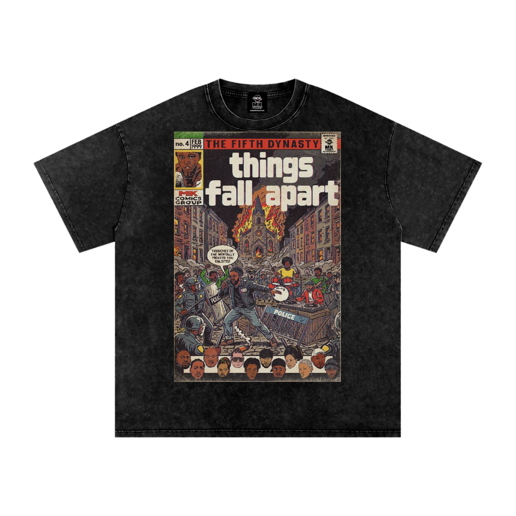 Things Fall Apart - Snow Washed Oversized Cotton T-Shirt