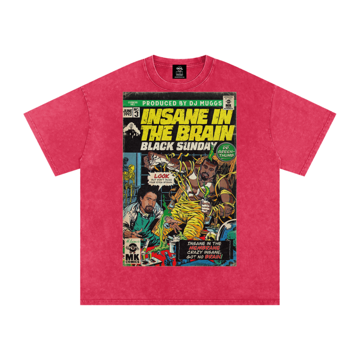 Insane in the Brain - Snow Washed Oversized Cotton T-Shirt