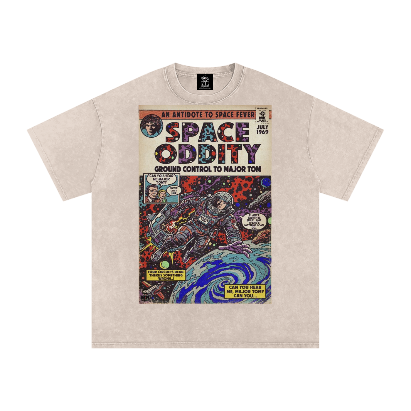 Space Oddity - Snow Washed Oversized Cotton T-Shirt