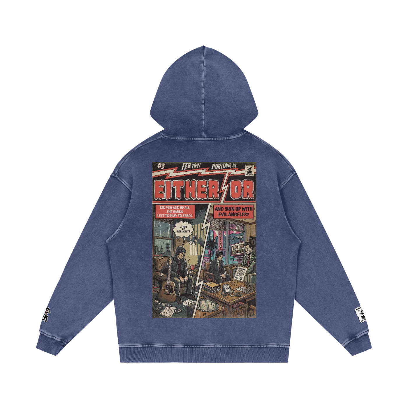 Either/Or - Snow Washed Loose Cotton Hoodie