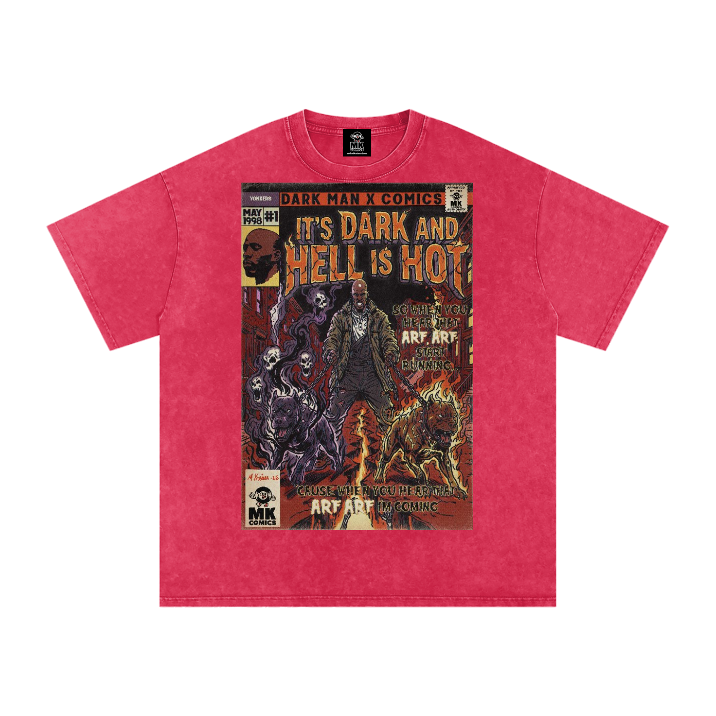 It's Dark & Hell is Hot - Snow Washed Oversized Cotton T-Shirt