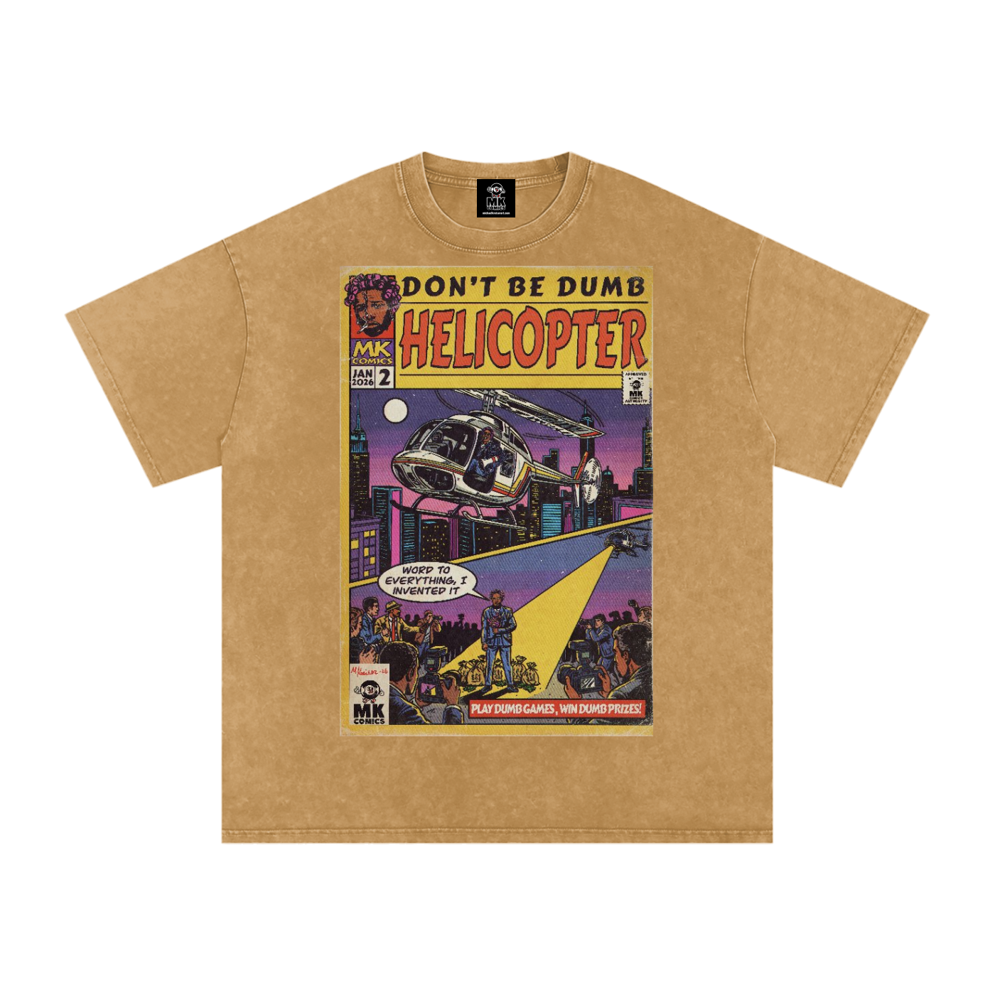 Helicopter - Snow Washed Oversized Cotton T-Shirt