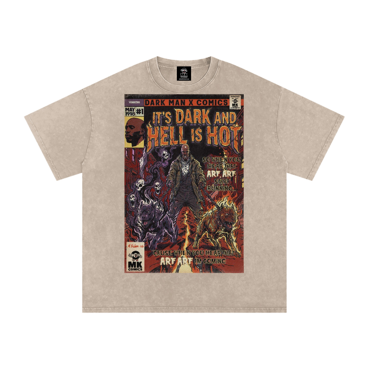 It's Dark & Hell is Hot - Snow Washed Oversized Cotton T-Shirt