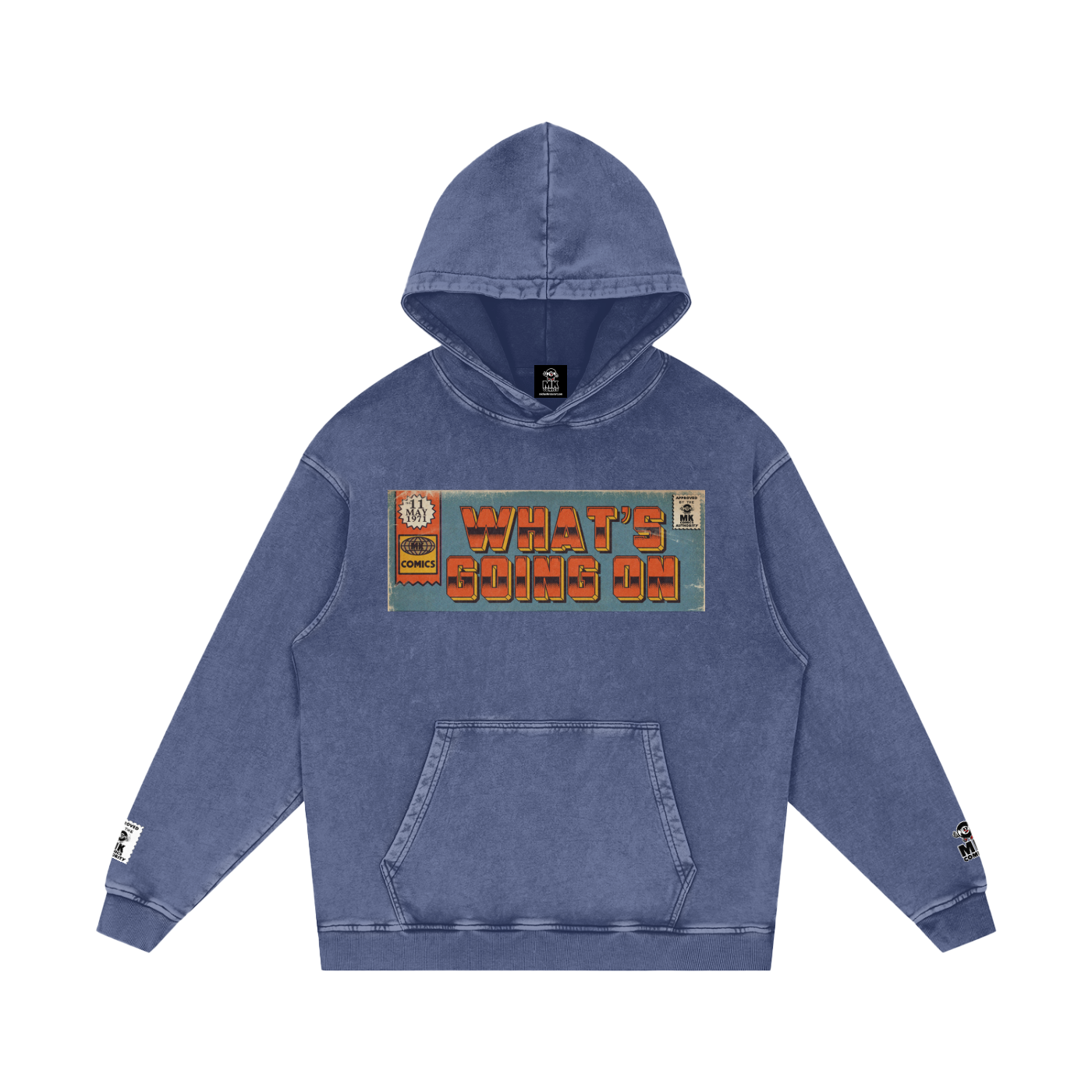 What's Going On - Snow Washed Loose Cotton Hoodie