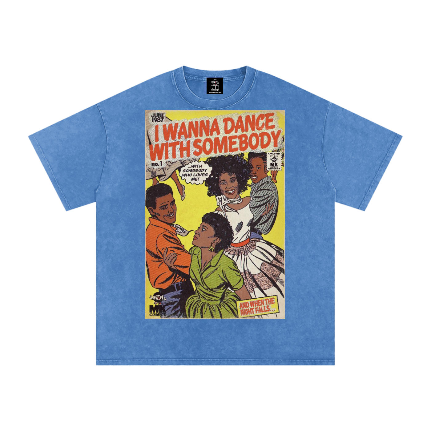 I Wanna Dance with Somebody - Snow Washed Oversized Cotton T-Shirt