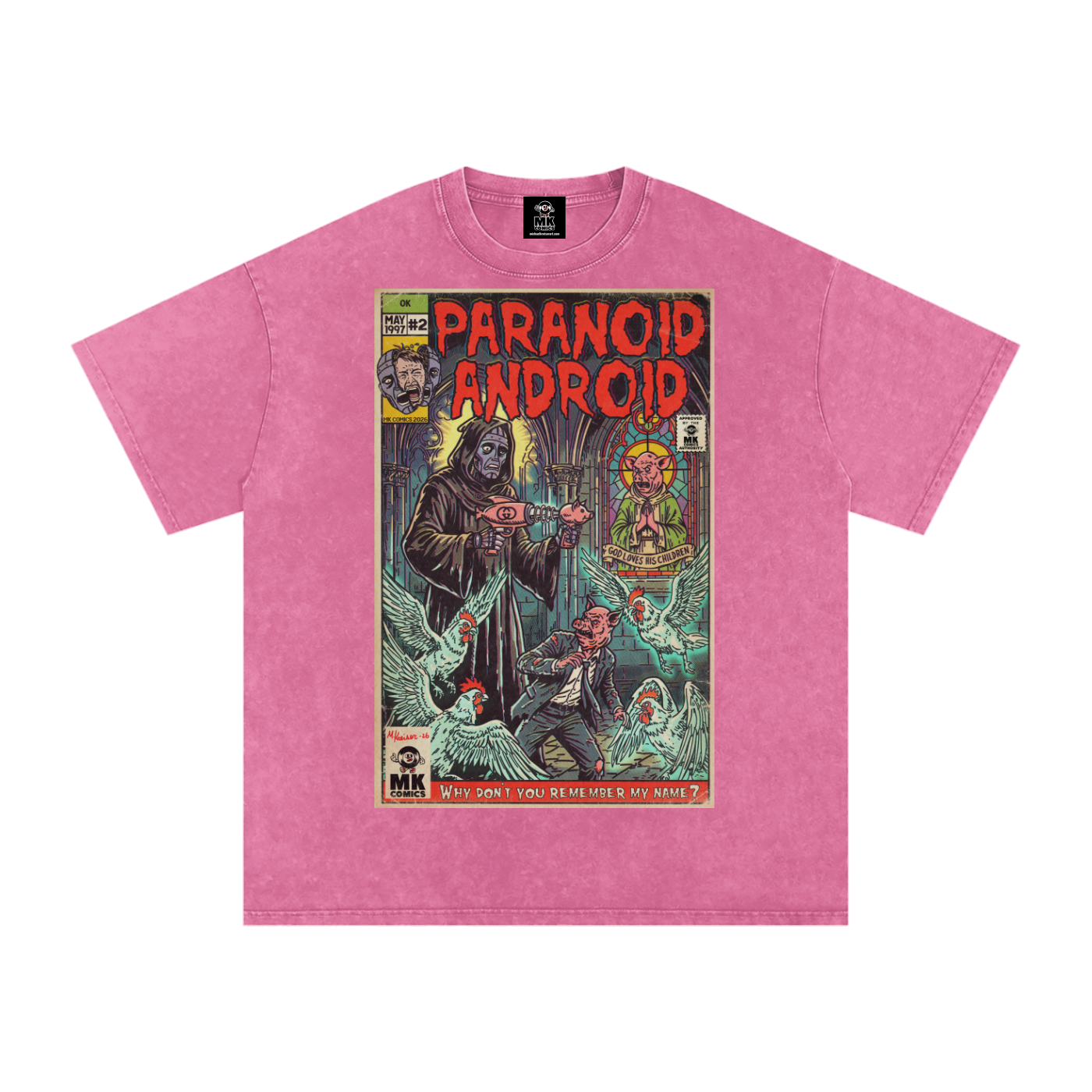 Paranoid Android -  Snow Washed Oversized Cotton T-Shirt