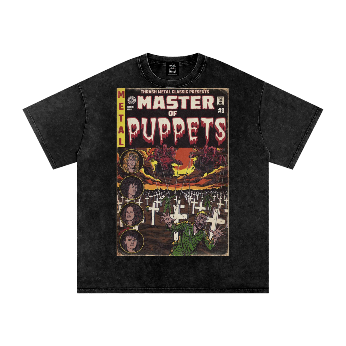 Master of Puppets - Snow Washed Oversized Cotton T-Shirt