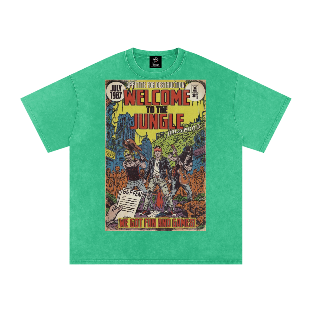 Welcome to the Jungle - Snow Washed Oversized Cotton T-Shirt