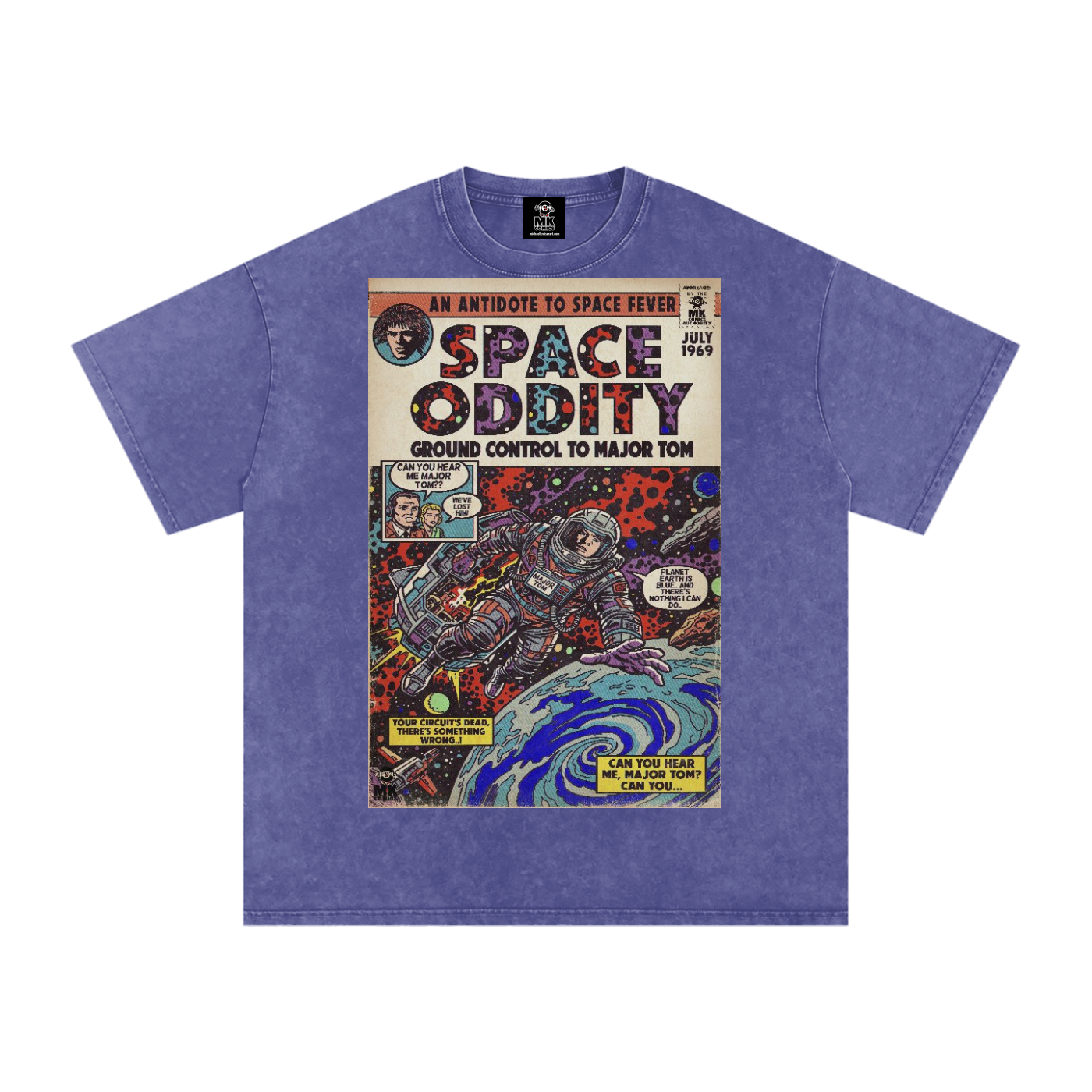 Space Oddity - Snow Washed Oversized Cotton T-Shirt
