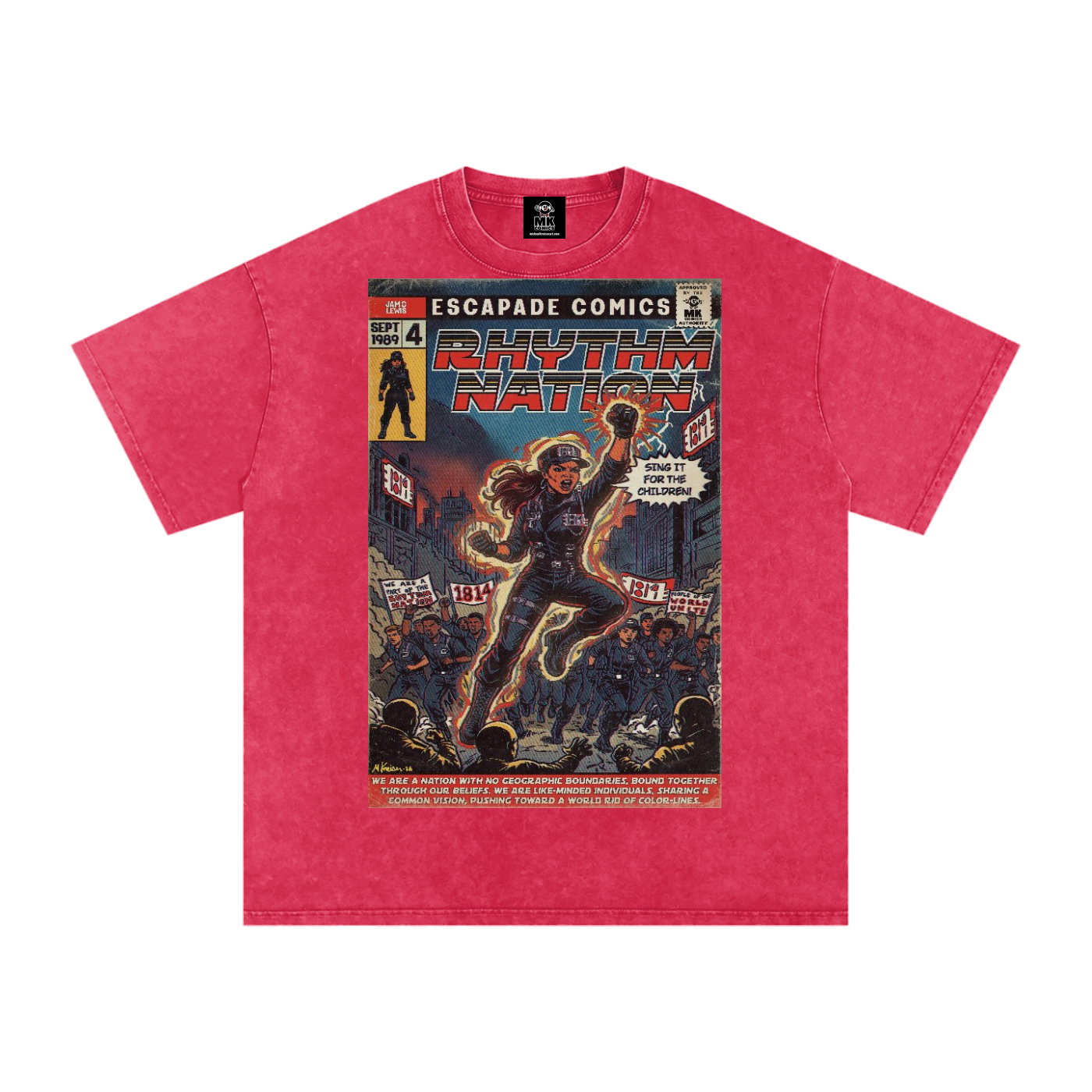 Rhythm Nation - Snow Washed Oversized Cotton T-Shirt