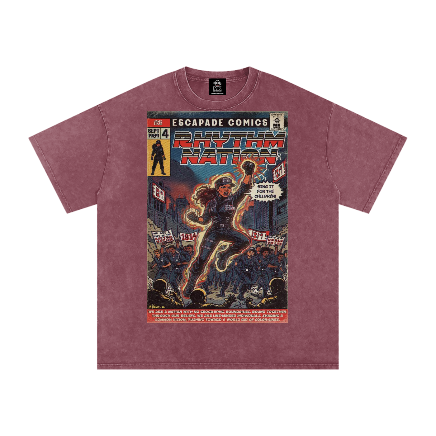 Rhythm Nation - Snow Washed Oversized Cotton T-Shirt