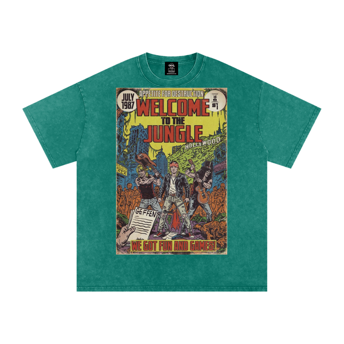 Welcome to the Jungle - Snow Washed Oversized Cotton T-Shirt