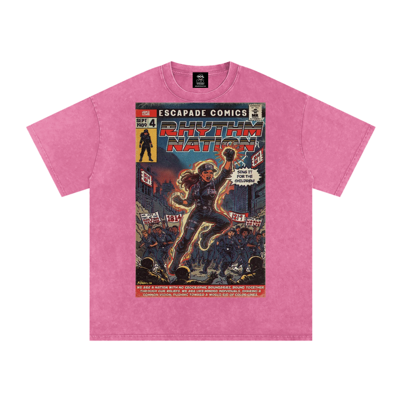 Rhythm Nation - Snow Washed Oversized Cotton T-Shirt
