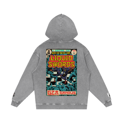 Liquid Swords - Snow Washed Loose Cotton Hoodie
