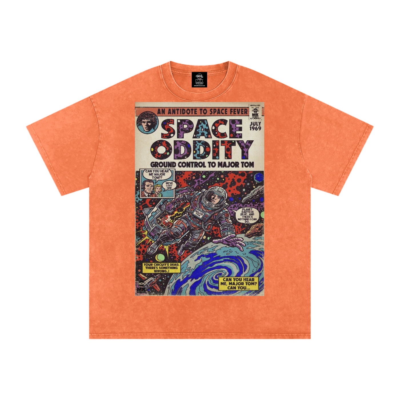 Space Oddity - Snow Washed Oversized Cotton T-Shirt