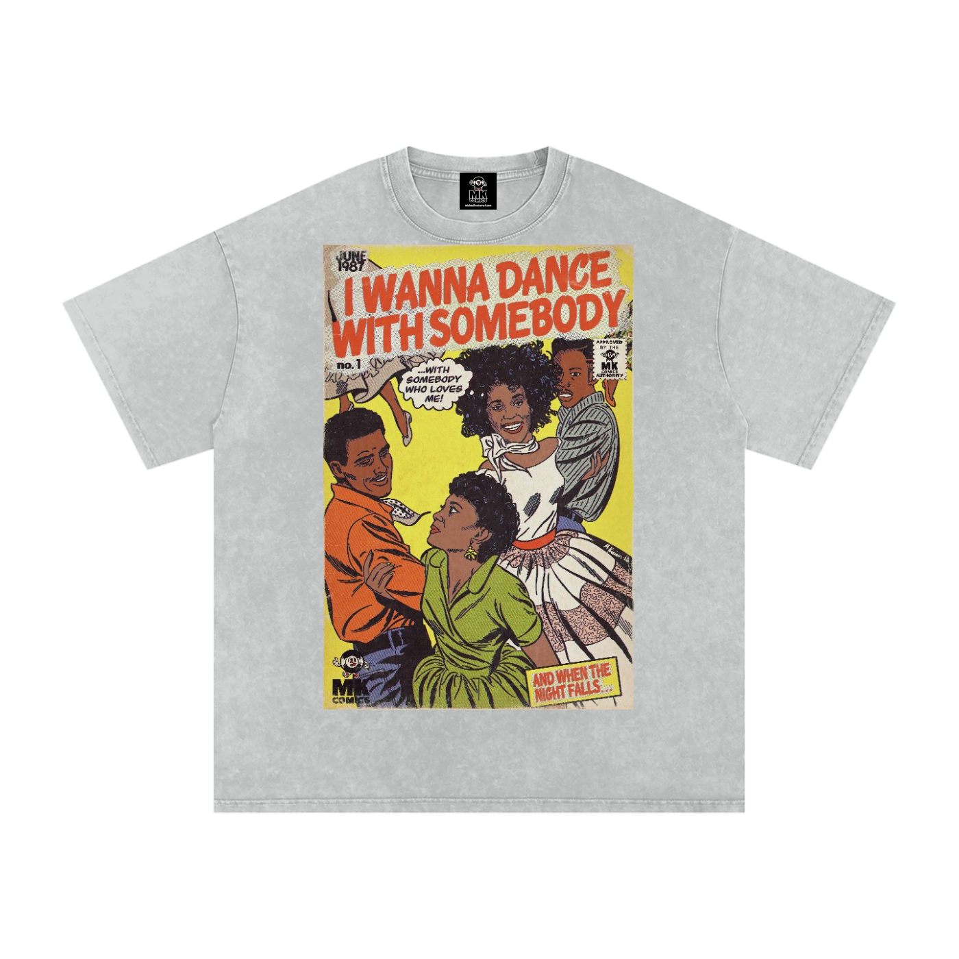 I Wanna Dance with Somebody - Snow Washed Oversized Cotton T-Shirt